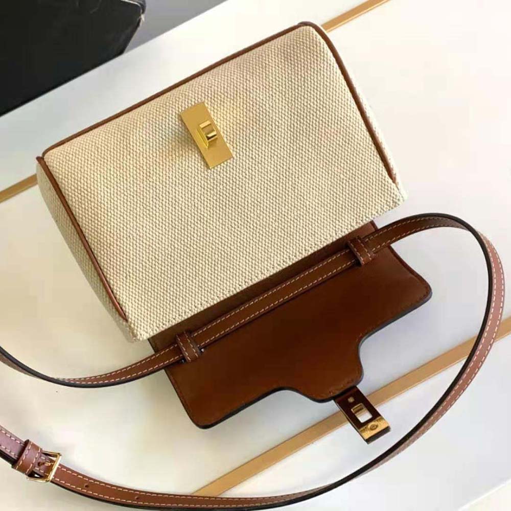 Celine Women Mini Soft 16 in Textile and Calfskin-Beige - image 6