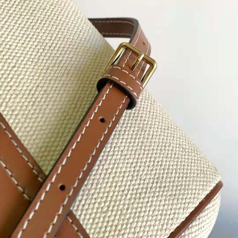 Celine Women Mini Soft 16 in Textile and Calfskin-Beige - image 9