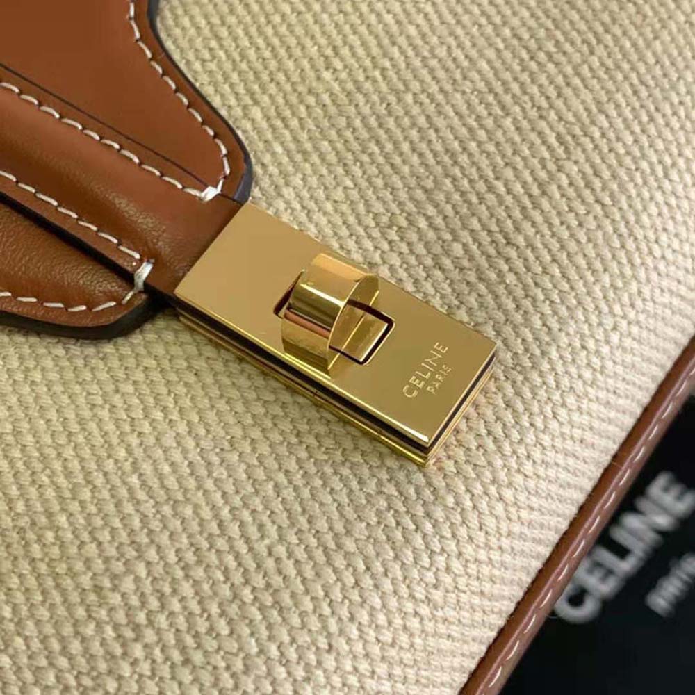 Celine Women Mini Soft 16 in Textile and Calfskin-Beige - image 8