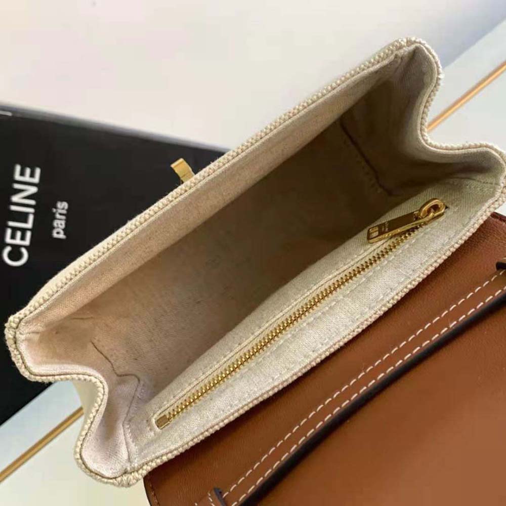 Celine Women Mini Soft 16 in Textile and Calfskin-Beige - image 7