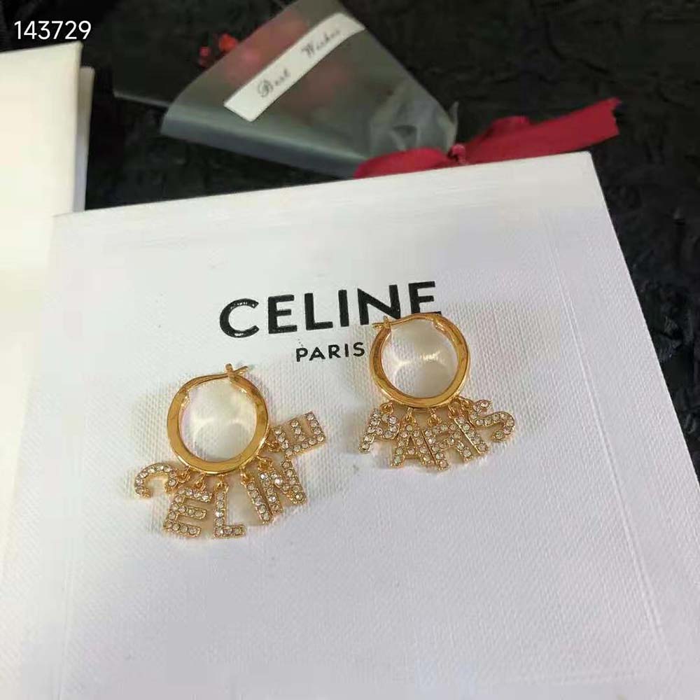 Side angle showing clasp closure on Celine Women Paris Hoops