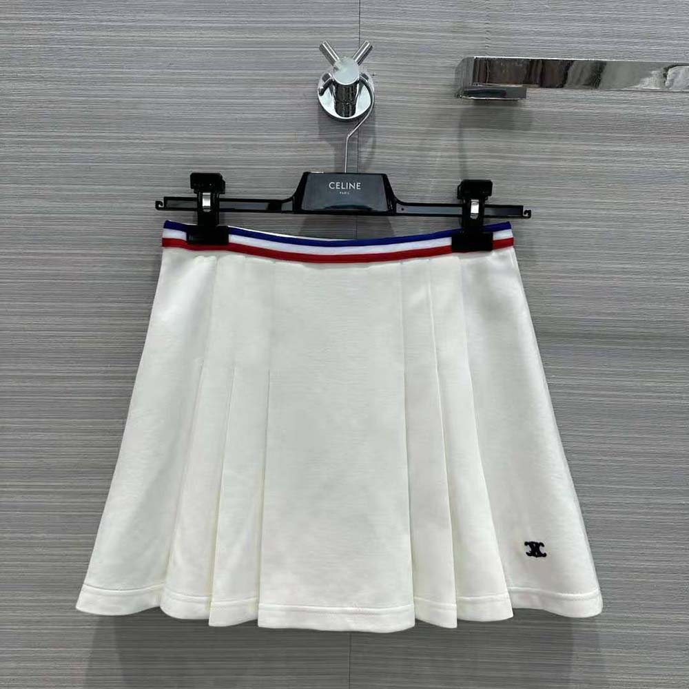 Close-up detail of pleats on Celine Women Short Pleated Skirt