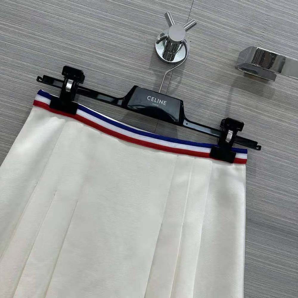 Celine Women Short Pleated Skirt in Cotton Piqué - image 4