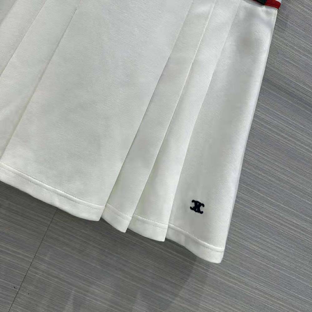 Celine Women Short Pleated Skirt in Cotton Piqué - image 8
