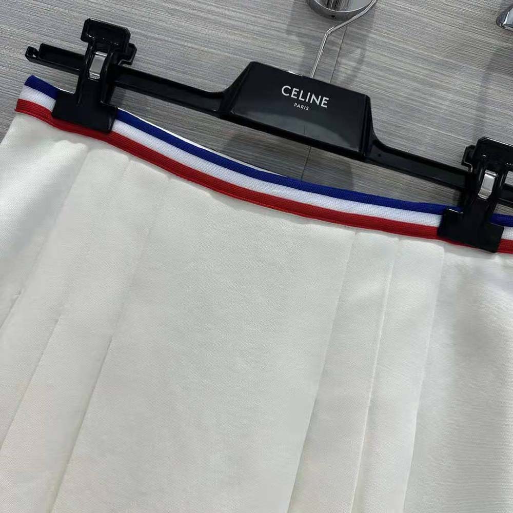 Celine Women Short Pleated Skirt in Cotton Piqué - image 6