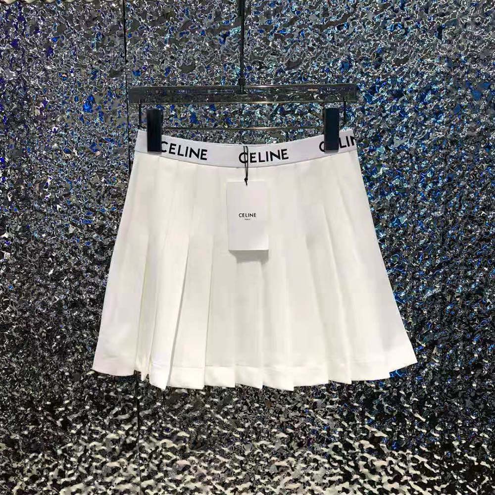 Closeup of signature pleats on Celine Women Short Pleated Skirt