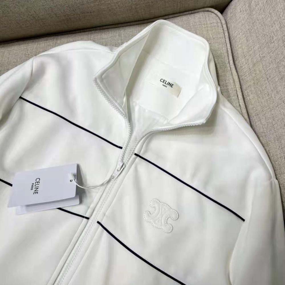 Celine Women Tracksuit Jacket in Double Face Jersey-White - image 5