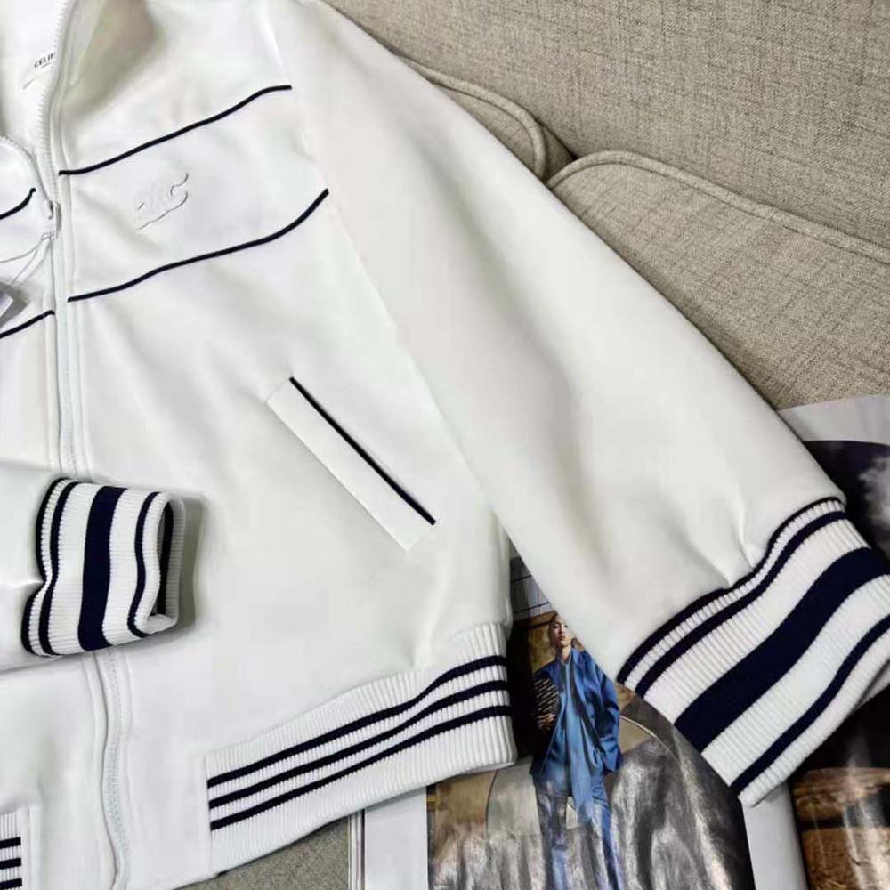 Celine Women Tracksuit Jacket in Double Face Jersey-White - image 7
