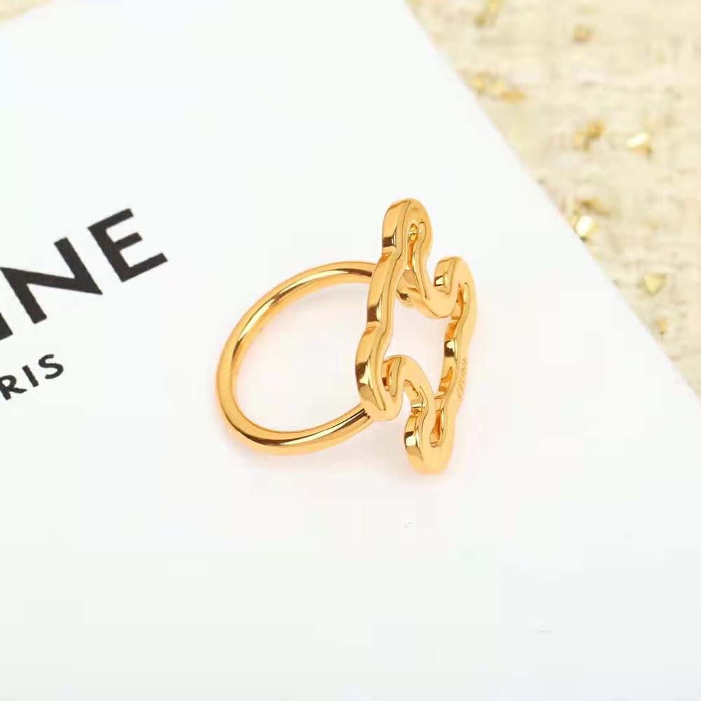 Celine Women Triomphe Frame Large Ring in Brass with Gold Finish - image 5