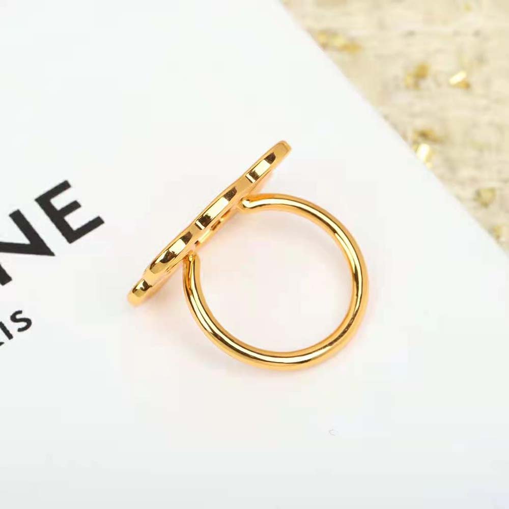 Celine Women Triomphe Frame Large Ring in Brass with Gold Finish - image 7