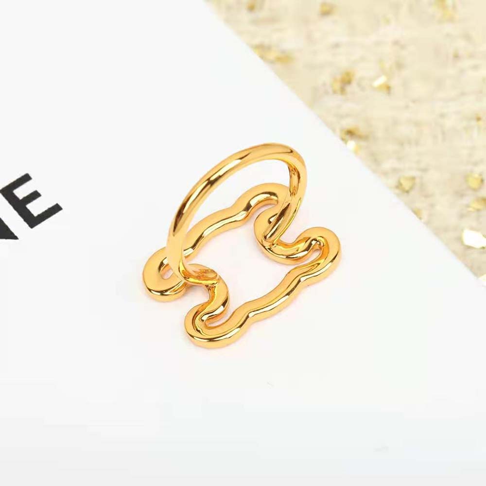 Celine Women Triomphe Frame Large Ring in Brass with Gold Finish - image 4