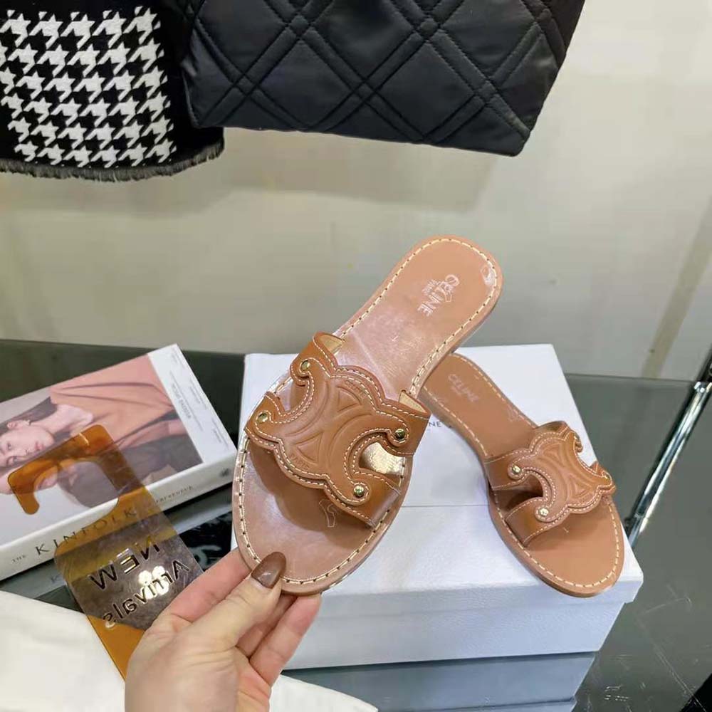 Celine Women Triomphe Mule in Calfskin-Tan - image 9