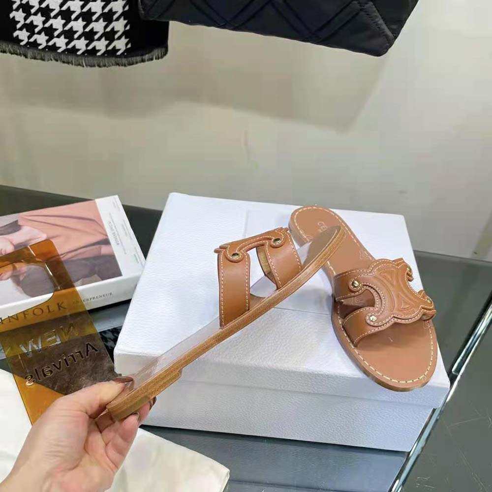 Celine Women Triomphe Mule in Calfskin-Tan - image 10