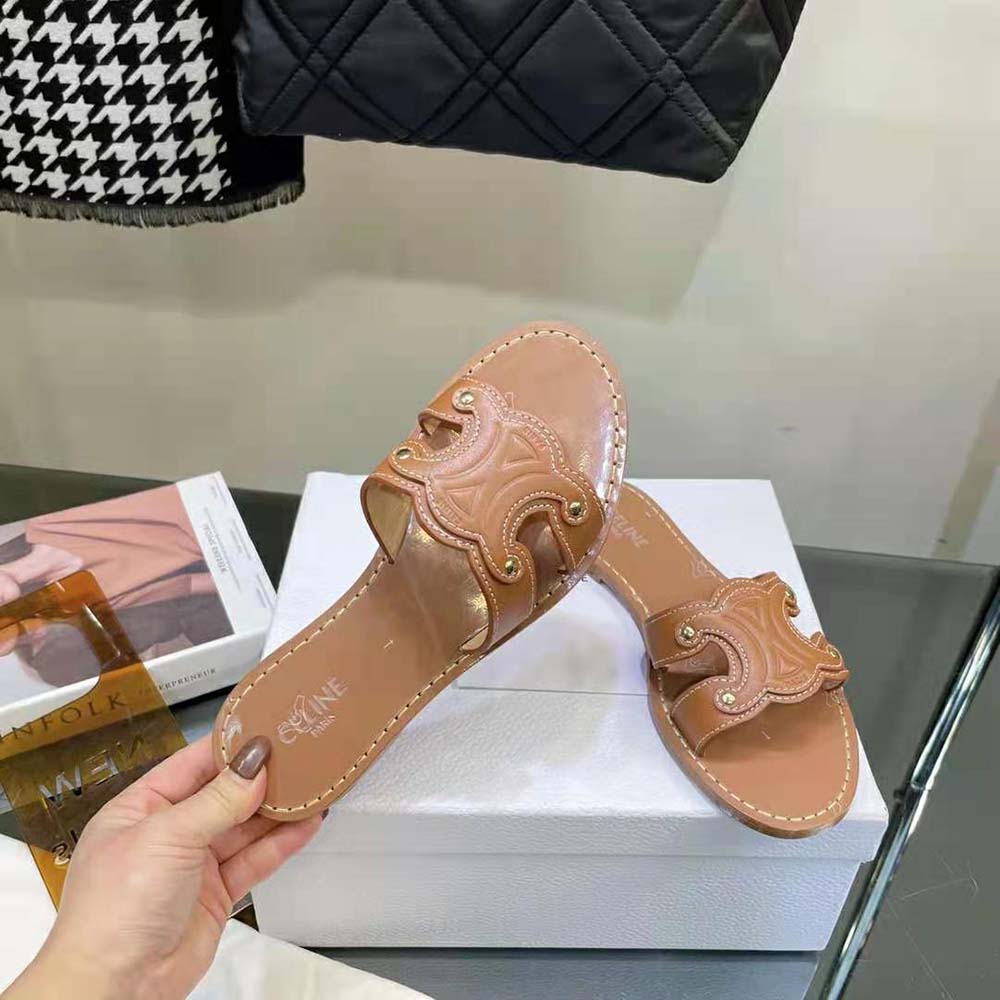 Celine Women Triomphe Mule in Calfskin-Tan - image 8