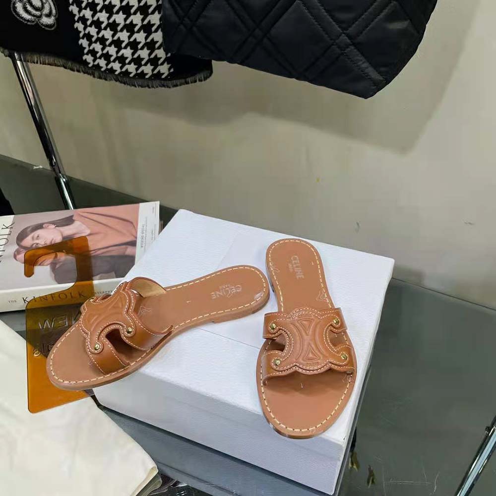 Celine Women Triomphe Mule in Calfskin-Tan - image 4