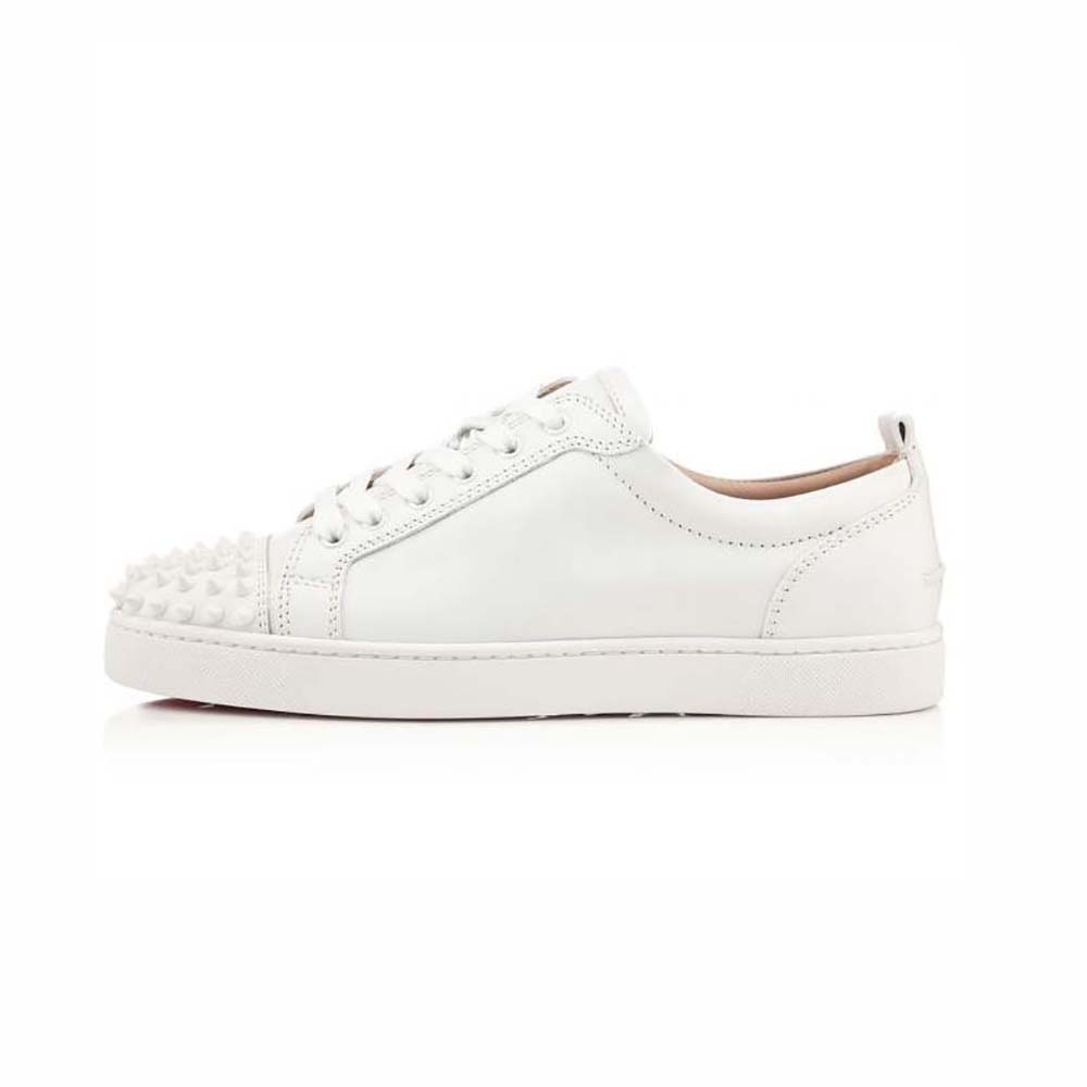 Front angle of Christian Louboutin Men Louis Junior Spikes-White sneakers