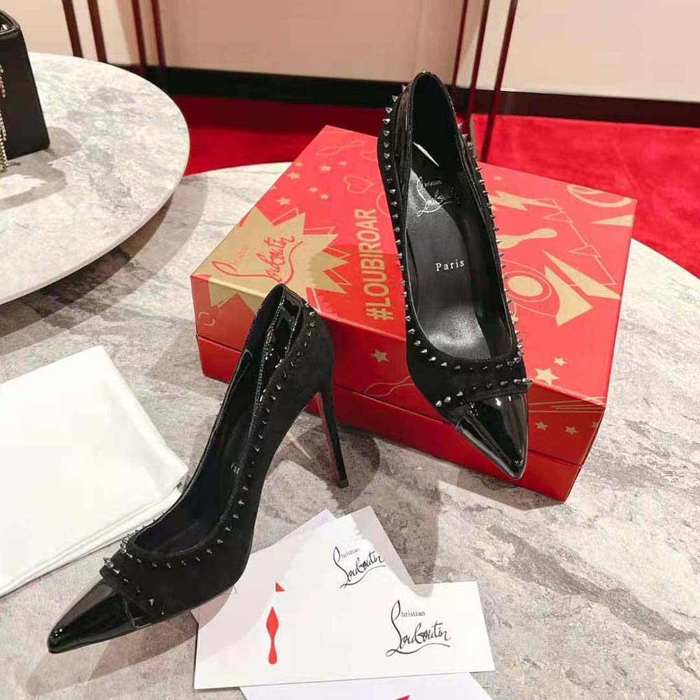 Christian Louboutin Women Duvette Spikes 85 mm Heel Height-Black - image 4