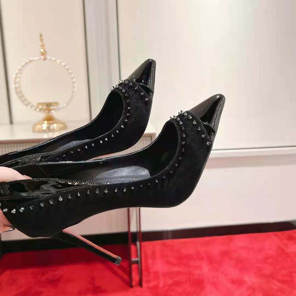 Christian Louboutin Women Duvette Spikes 85 mm Heel Height-Black - image 7