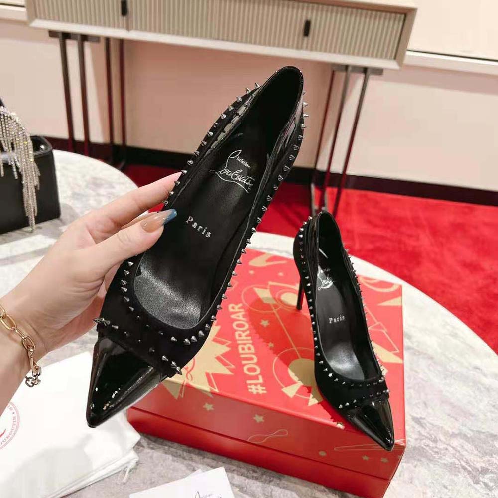 Christian Louboutin Women Duvette Spikes 85 mm Heel Height-Black - image 5
