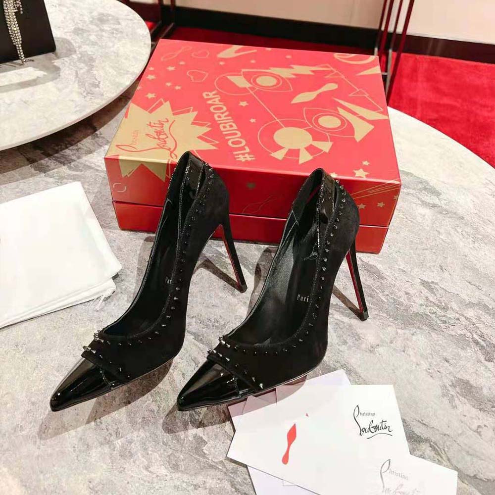 Christian Louboutin Women Duvette Spikes 85 mm Heel Height-Black - image 6