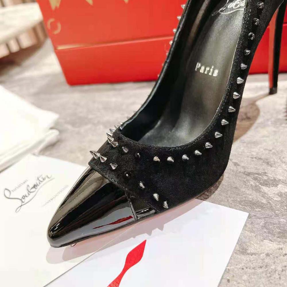 Christian Louboutin Women Duvette Spikes 85 mm Heel Height-Black - image 8