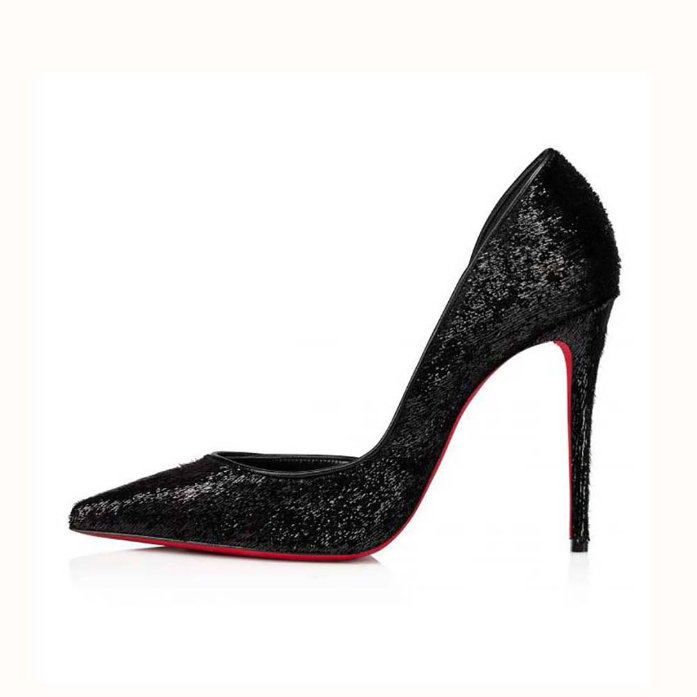 Side profile of Christian Louboutin Women Iriza 100 mm Heel Height-Black