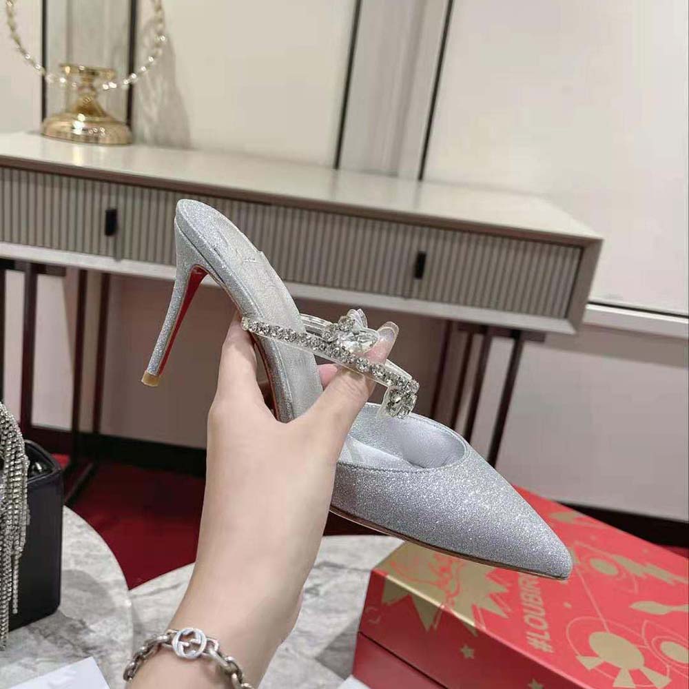 Christian Louboutin Women Planet Queen 100 mm Heel Height-Silver - image 6