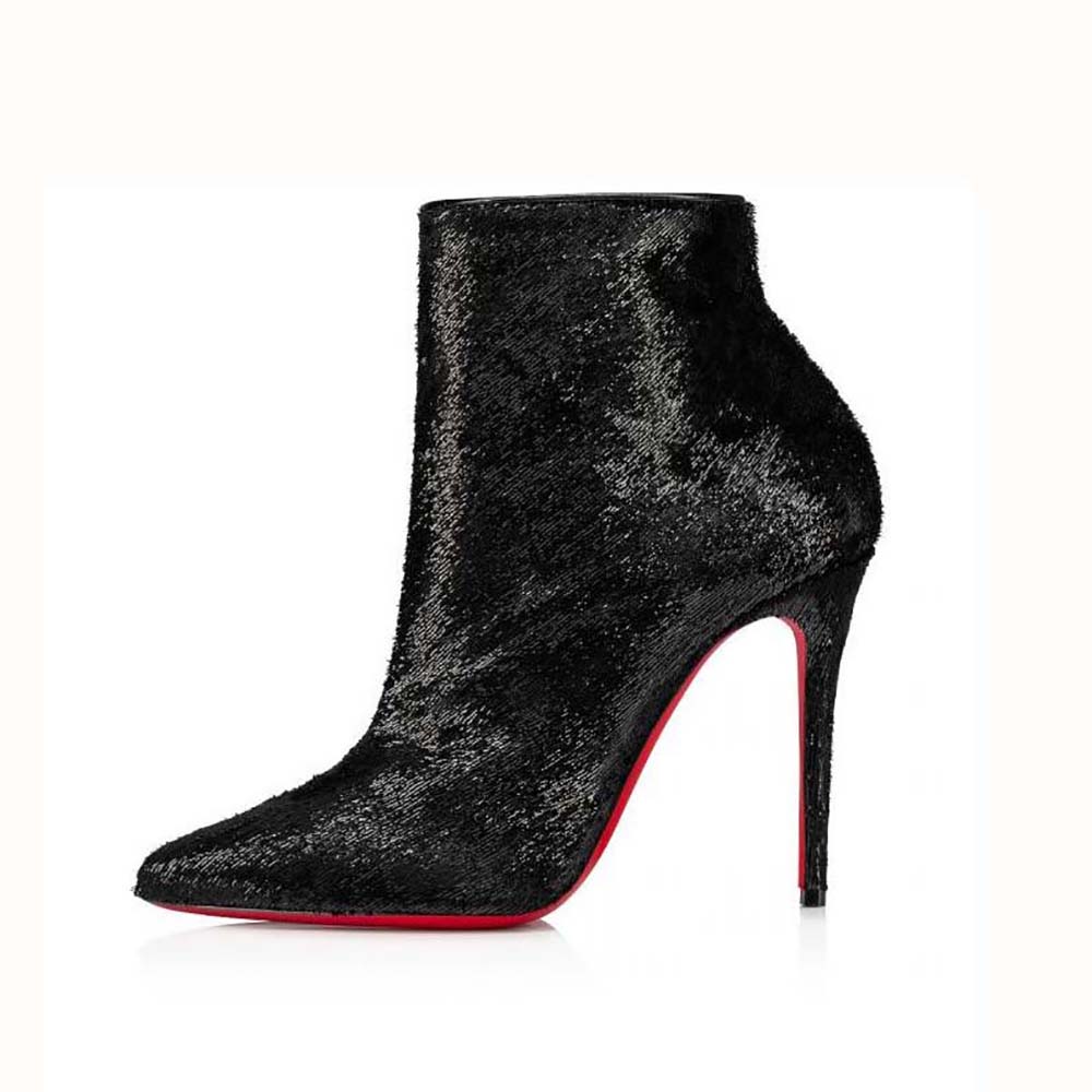 Side profile of Christian Louboutin Women So Kate Booty 100 mm Heel Height-Black