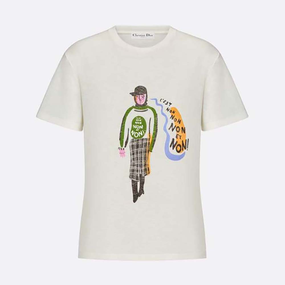 Front view of Dior Women ‘C’Est Non Non Non Et Non’ T-shirt in white