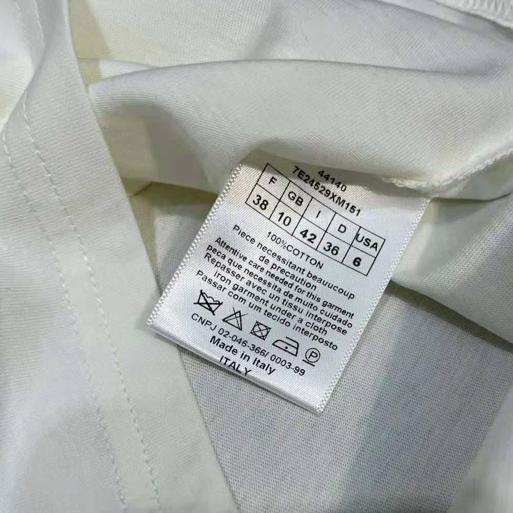 Dior Women ‘C’Est Non Non Non Et Non’ T-shirt Ecru Cotton Jersey and Linen - image 10