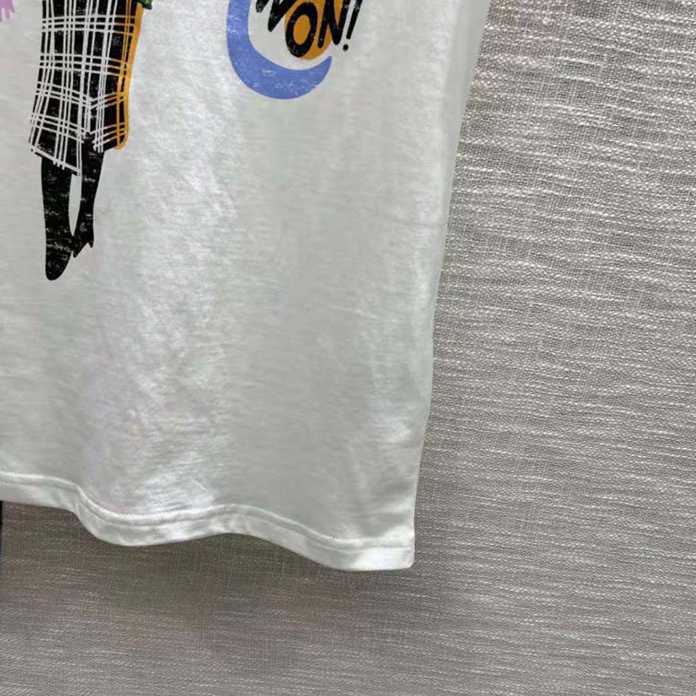 Dior Women ‘C’Est Non Non Non Et Non’ T-shirt Ecru Cotton Jersey and Linen - image 9