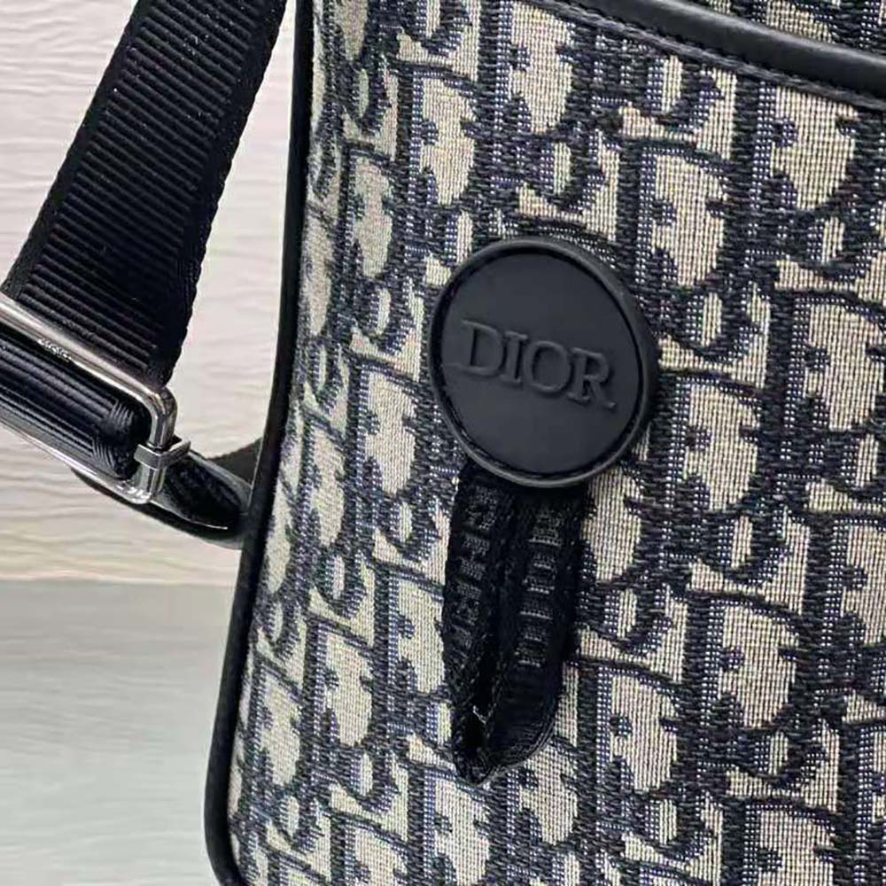 Dior Men Explorer Tote Bag Beige and Black Dior Oblique Jacquard and Black Grained Calfskin - image 8
