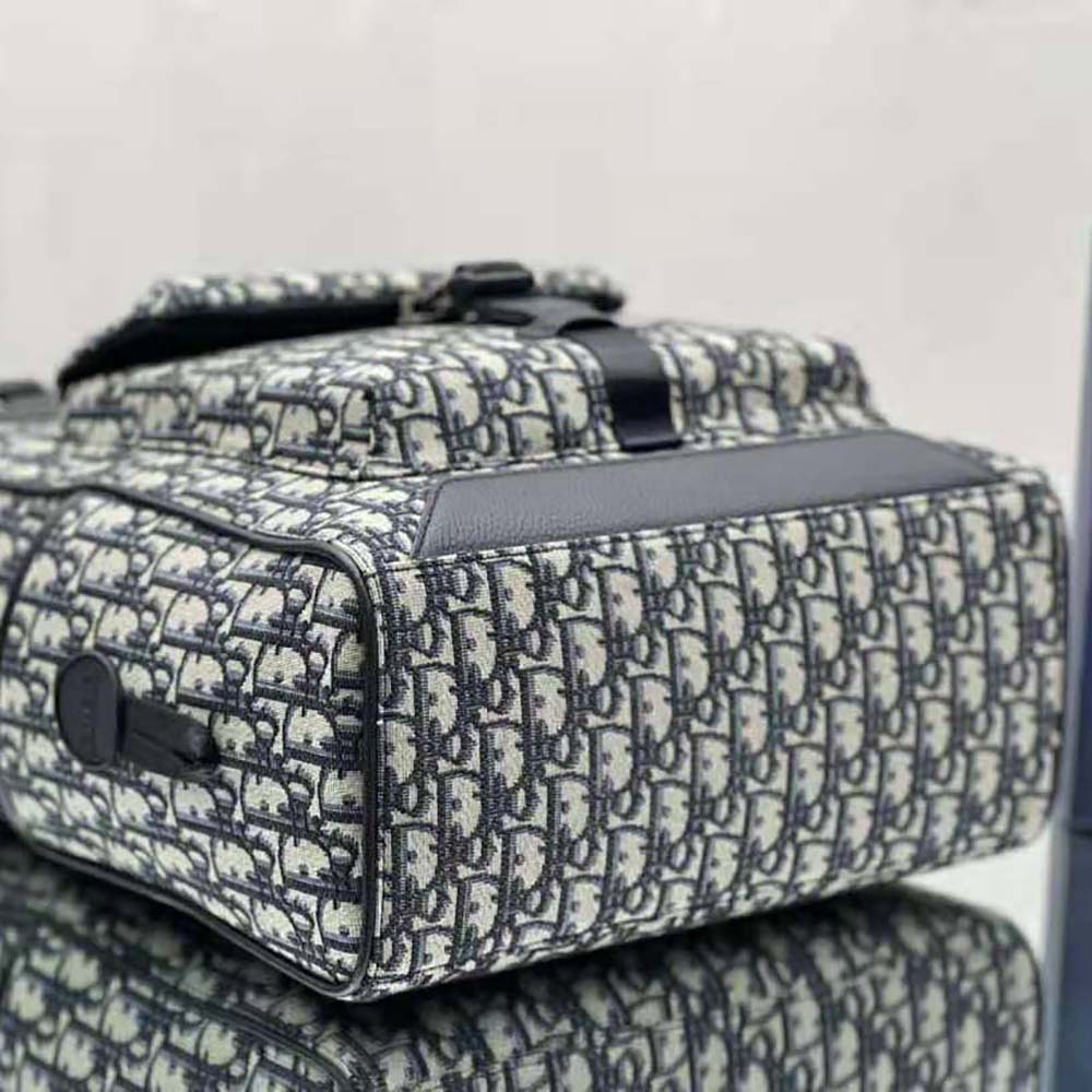Dior Men Explorer Tote Bag Beige and Black Dior Oblique Jacquard and Black Grained Calfskin - image 6