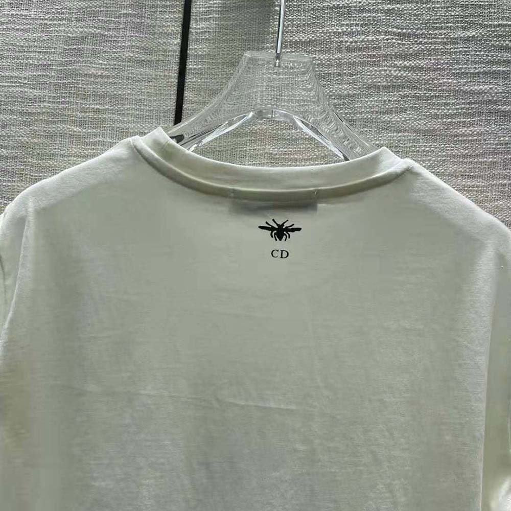 Dior Women ‘I Say I’ T-shirt Ecru Cotton Jersey and Linen - image 7