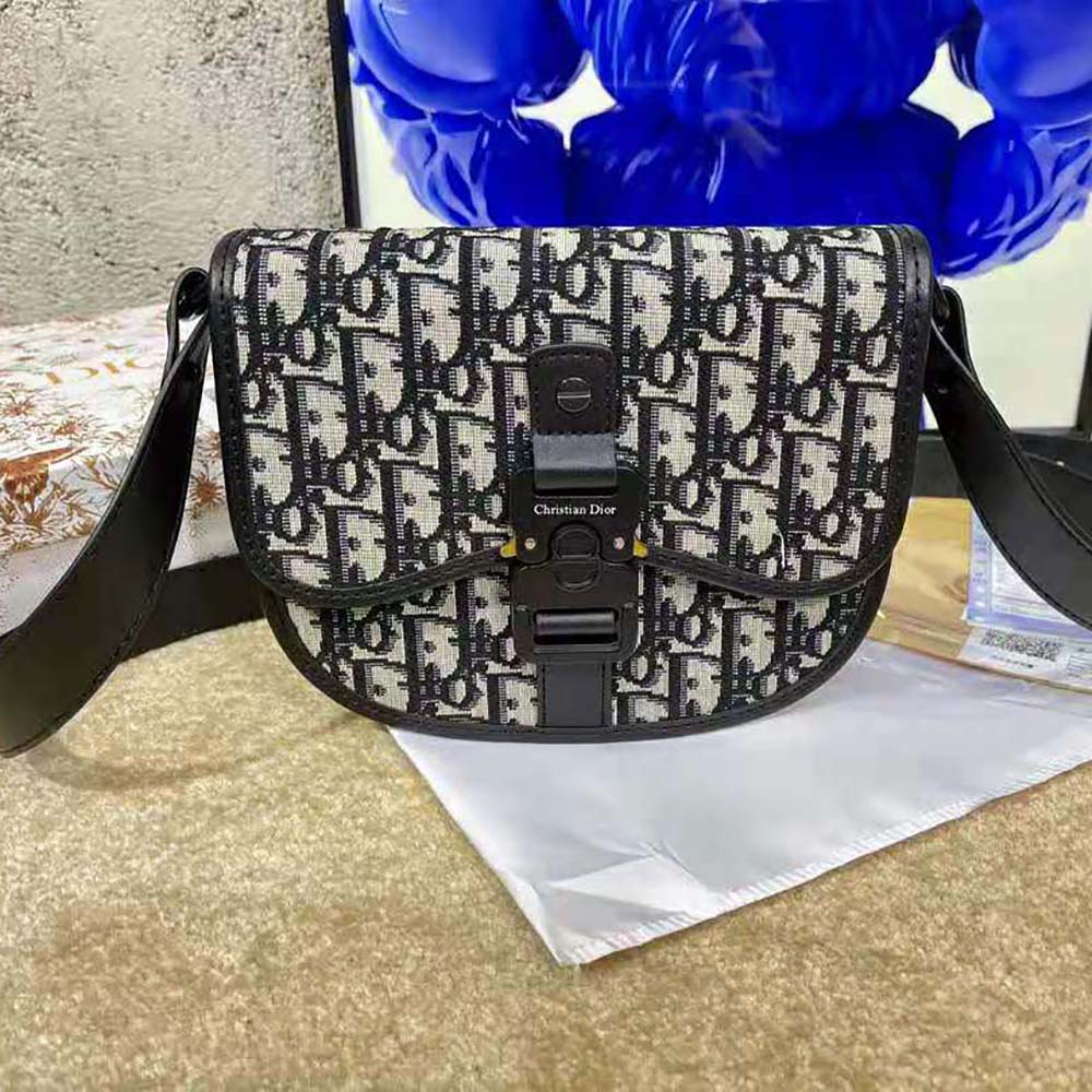 Dior Men Mini Gallop Bag with Strap Beige and Black Dior Oblique Jacquard - image 5
