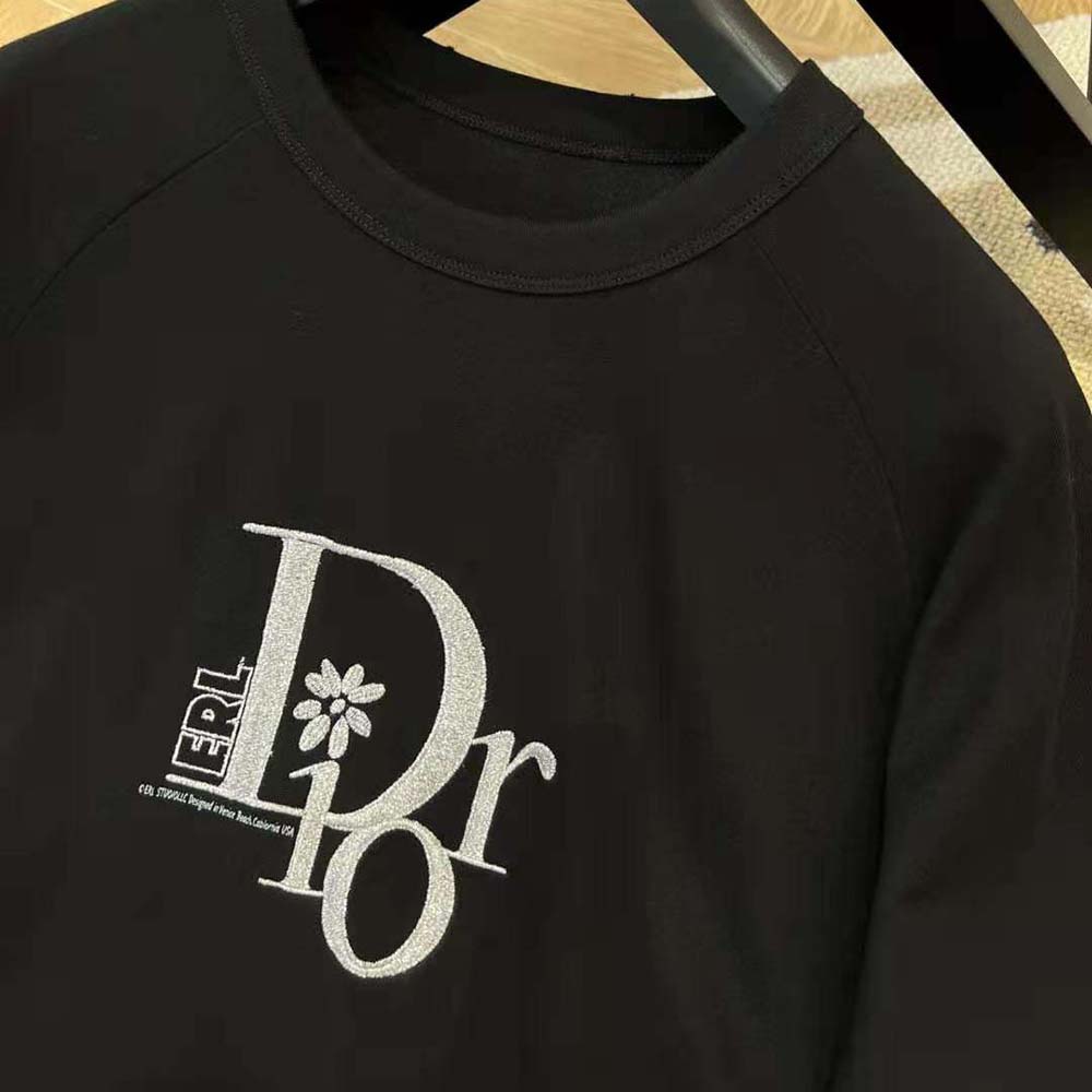 Dior Men Relaxed-Fit Dior by Erl T-shirt Black Slub Cotton Jersey - image 7