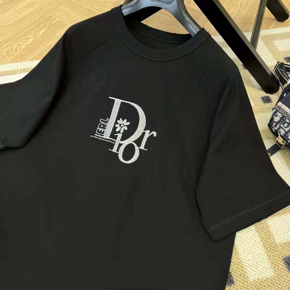 Dior Men Relaxed-Fit Dior by Erl T-shirt Black Slub Cotton Jersey - image 4