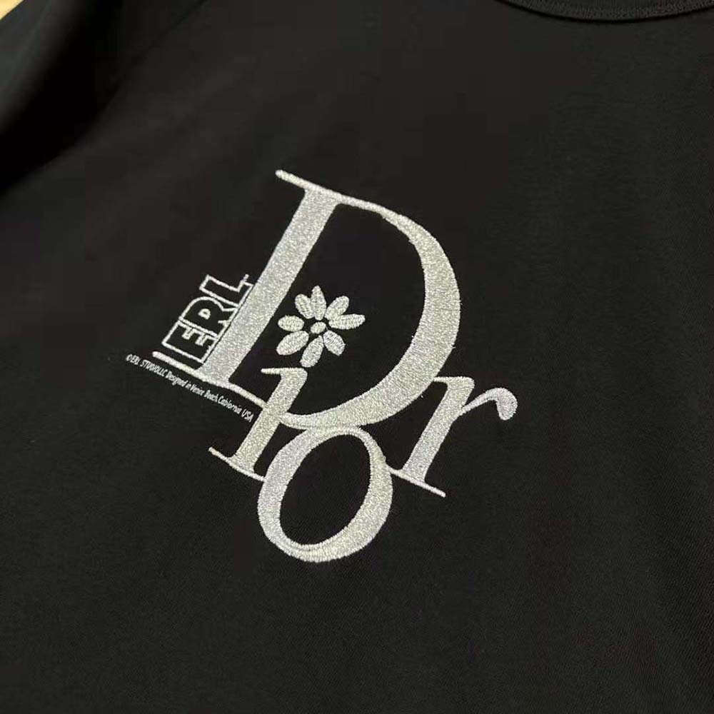 Dior Men Relaxed-Fit Dior by Erl T-shirt Black Slub Cotton Jersey - image 6