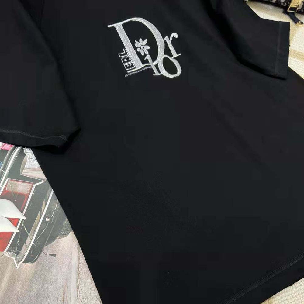 Dior Men Relaxed-Fit Dior by Erl T-shirt Black Slub Cotton Jersey - image 5
