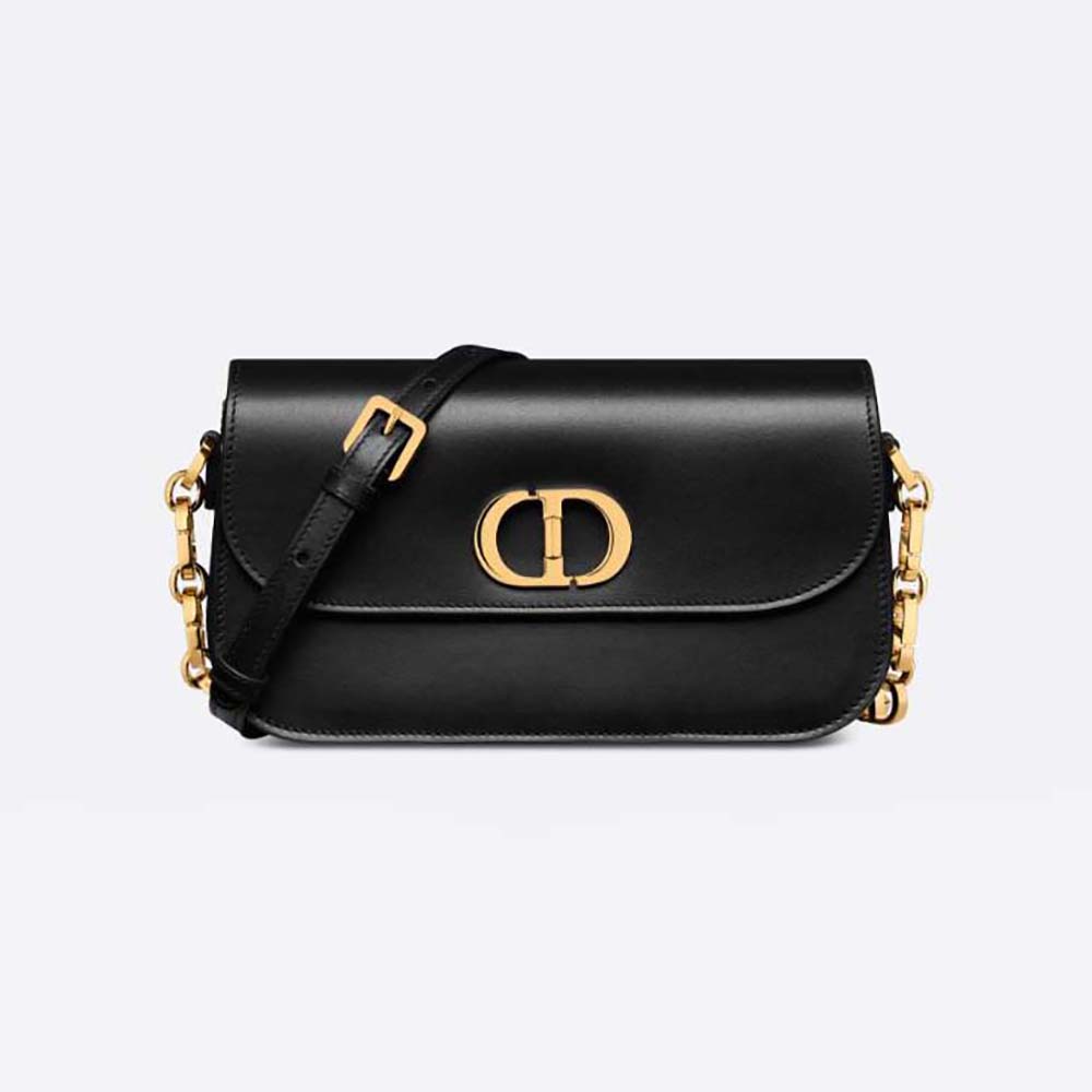 Front view of Dior Women 30 Montaigne Avenue Bag Black Box Calfskin