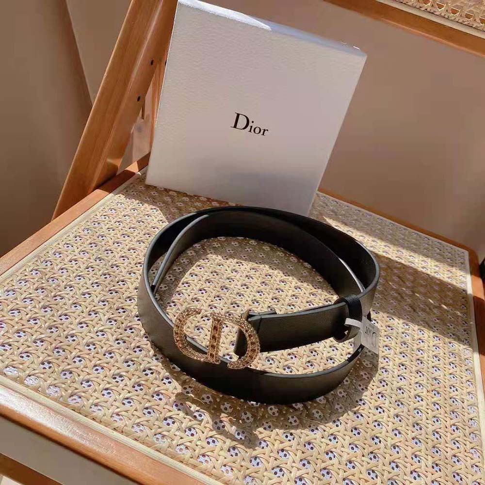 Dior Women 30 Montaigne Crystals Belt Black Smooth Calfskin and Silver-Tone Crystals 27 MM - image 8
