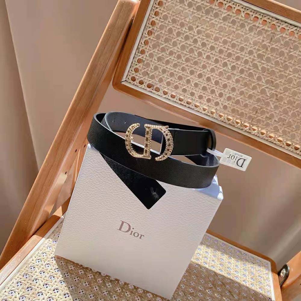 Dior Women 30 Montaigne Crystals Belt Black Smooth Calfskin and Silver-Tone Crystals 27 MM - image 5