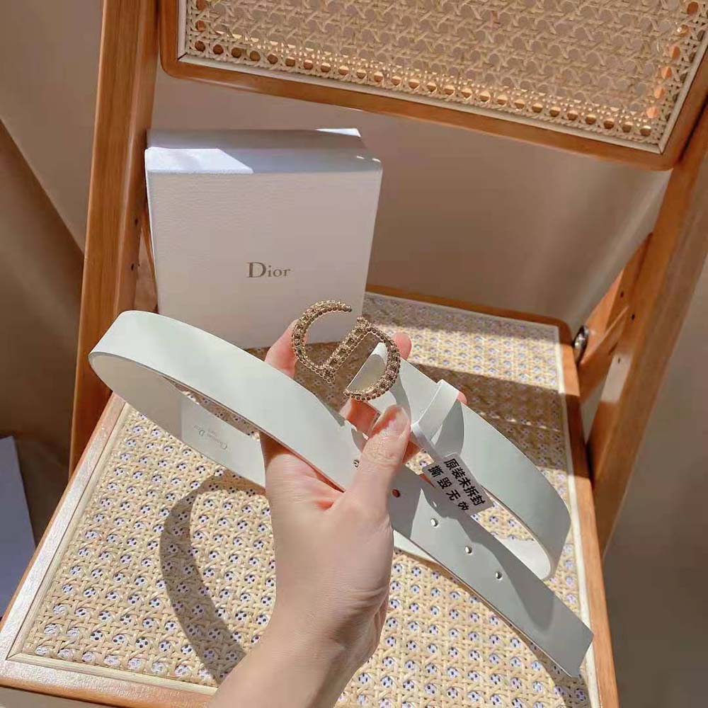 Dior Women 30 Montaigne Crystals Belt Latte Smooth Calfskin and Silver-Tone Crystals 27 MM - image 4