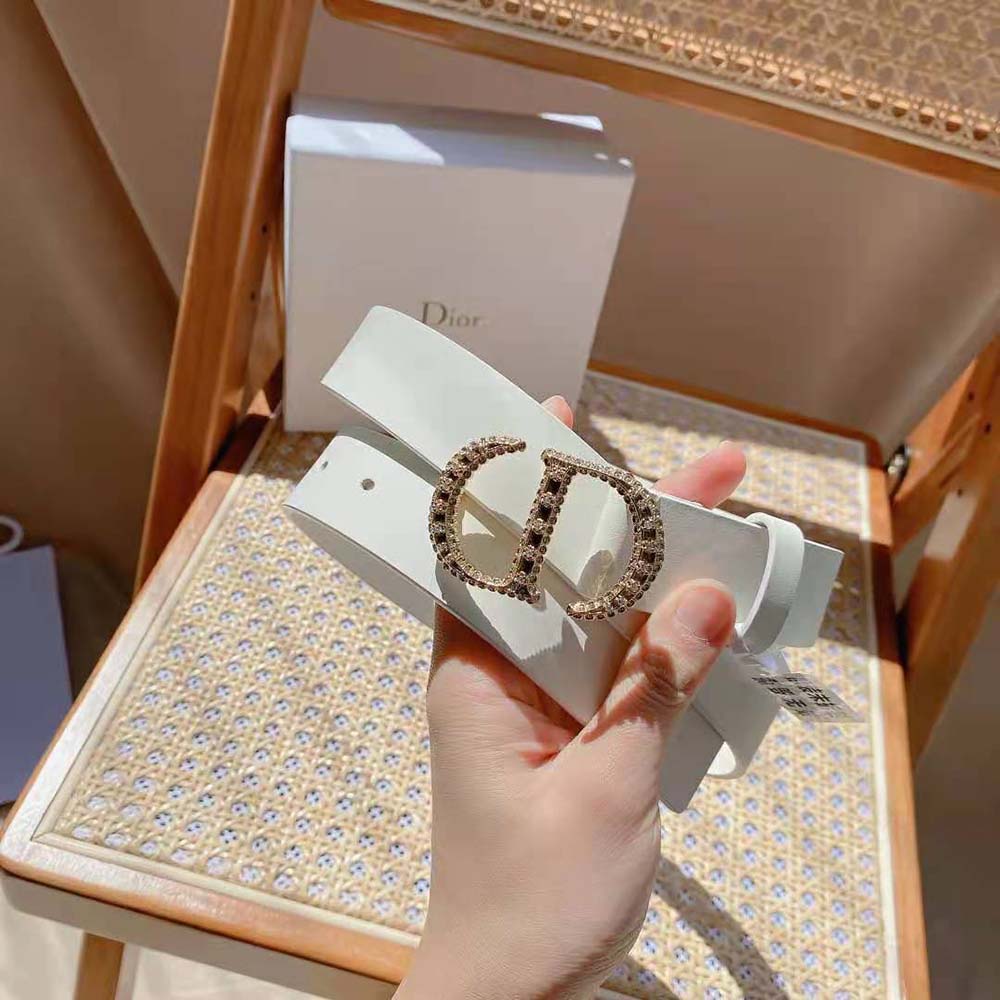 Dior Women 30 Montaigne Crystals Belt Latte Smooth Calfskin and Silver-Tone Crystals 27 MM - image 5