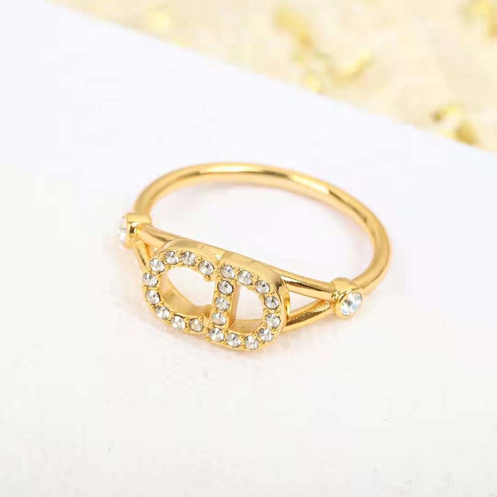 Dior Women Clair D Lune Ring Gold-Finish Metal and White Crystals - image 6