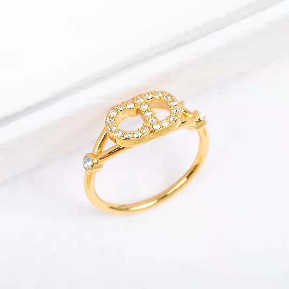 Dior Women Clair D Lune Ring Gold-Finish Metal and White Crystals - image 5