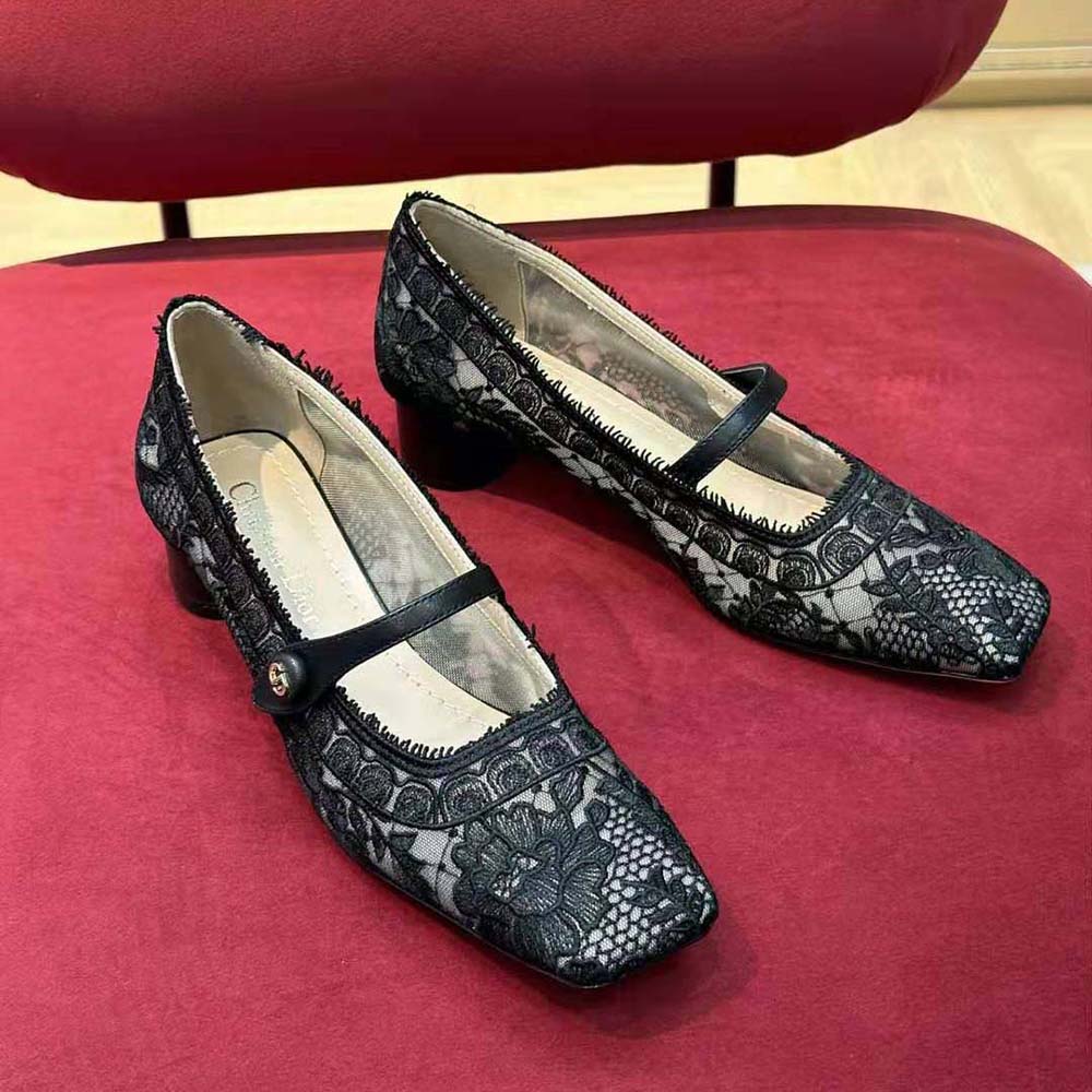 Dior Women D-Grace Ballet Pump Black Transparent Mesh and Lambskin - image 4