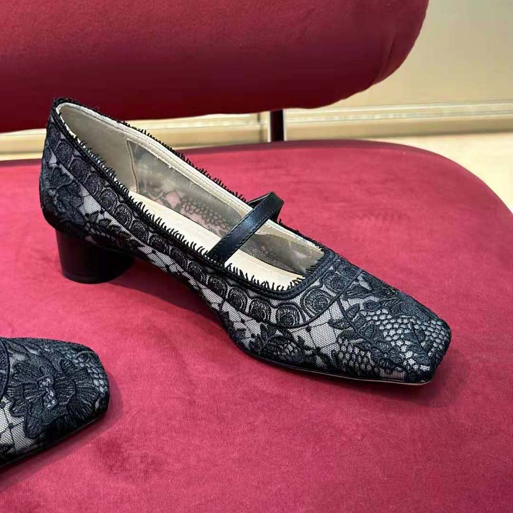 Dior Women D-Grace Ballet Pump Black Transparent Mesh and Lambskin - image 6