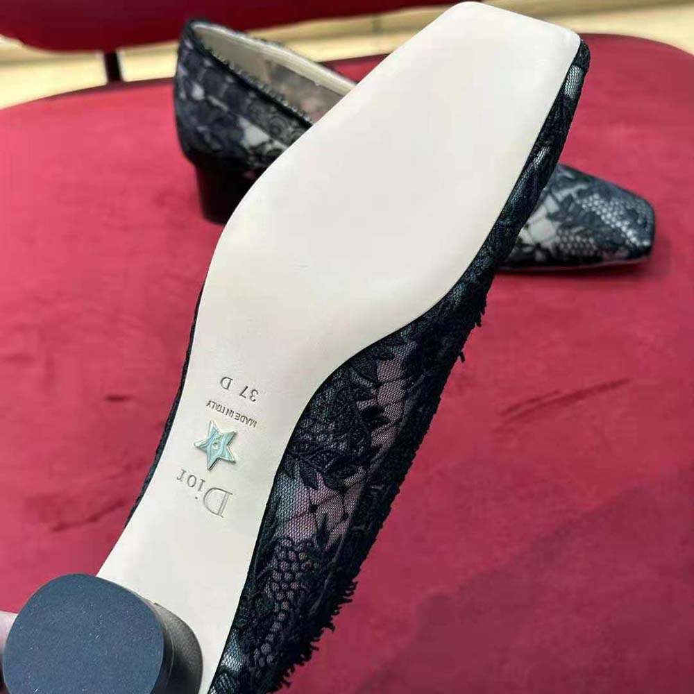 Dior Women D-Grace Ballet Pump Black Transparent Mesh and Lambskin - image 10