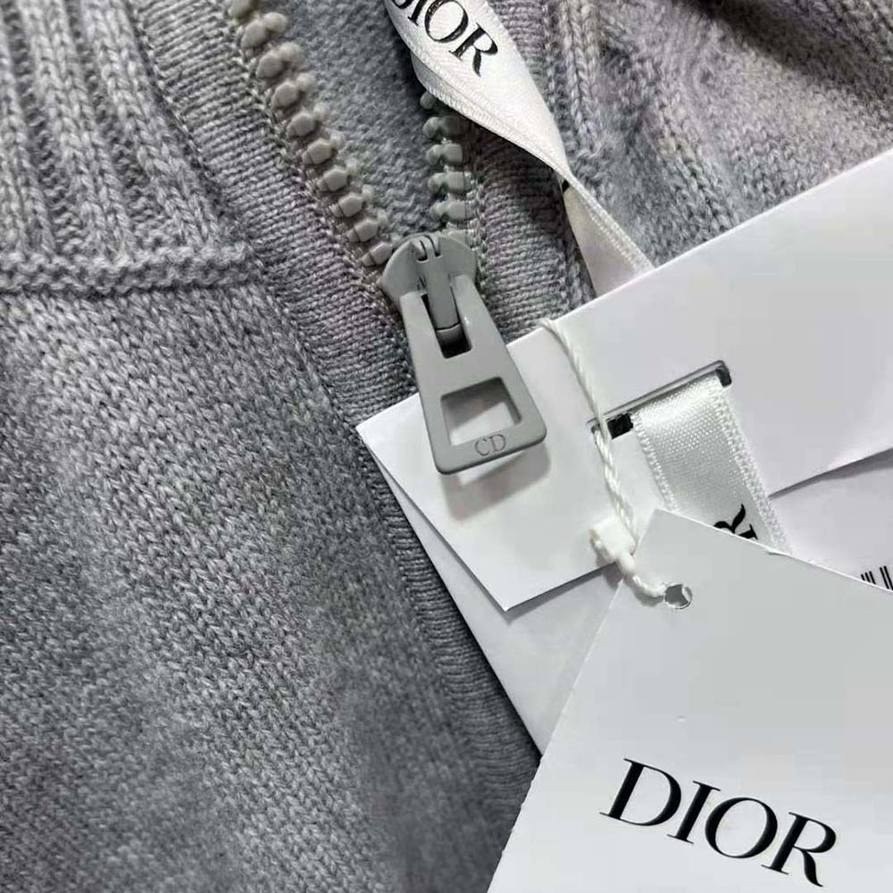 Dior Women Dioralps Sleeveless Zipped Sweater Gray Three-Tone Wool and Cashmere Knit - image 7